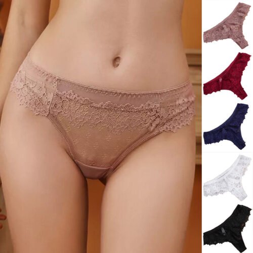 Pack (of 3) Women Floral Lace Thong Underwear - Image 3