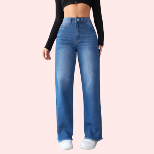 Wide-Leg Casual High-Waist Non-Elastic Jeans for Women - Image 4