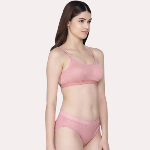 Wire-Free Women's Cotton Sports Bra Panty Set - Image 3