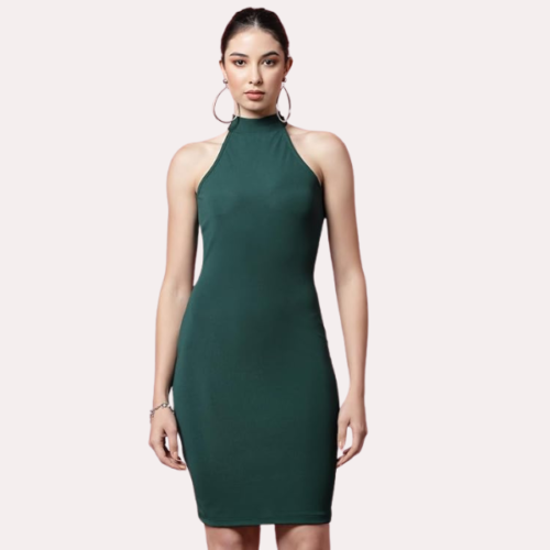 Women's Forest Green One-Piece Dress - Image 3