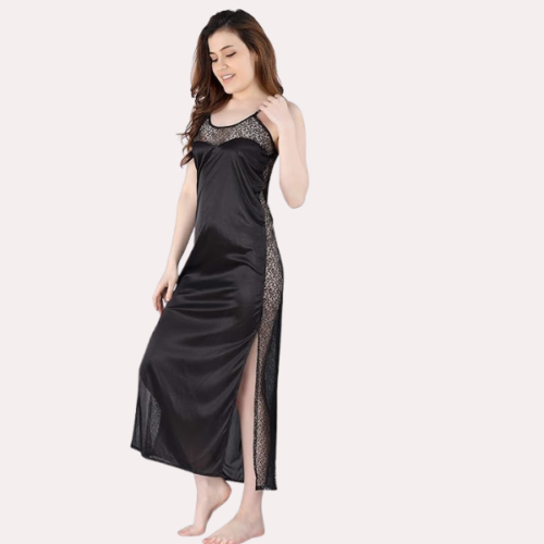 Elegant Lace Seductive Black Nightgown - Image 4