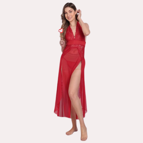 Graceful Long Sheer Nightdress for Women - Image 3