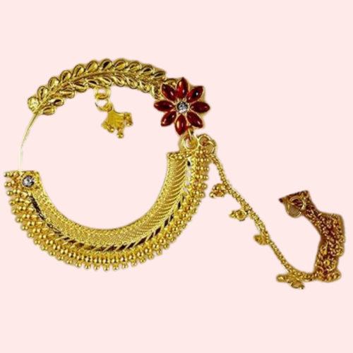 Classic Gold Plated Round Nath from Uttarakhand - Image 3