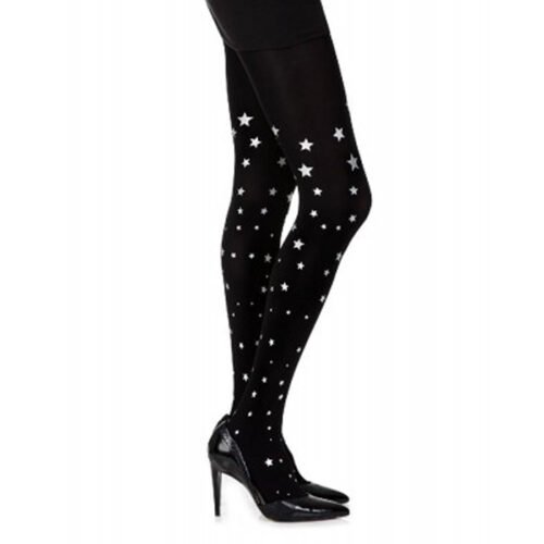 Music Legs Spandex Opaque Pantyhose with Glitters - Black - Image 2