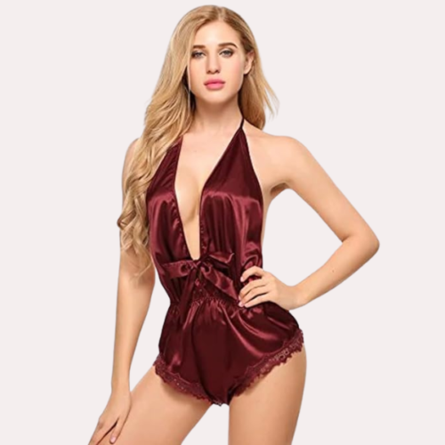 Seductive Red Satin Lingerie - Image 3