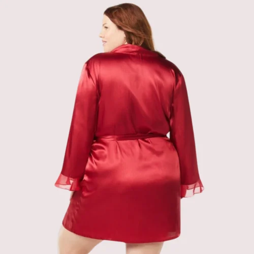5XL-6XL Maroon Japanese Silk Satin Robe - Image 4