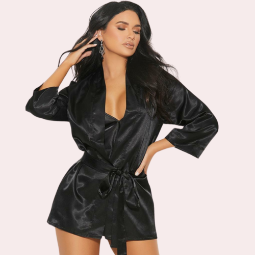 Black Silk Robe for Women's Sensual Nights - Image 4