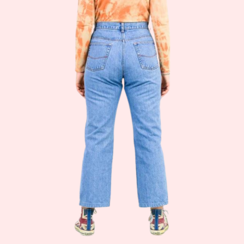 Classic 90s Boyfriend Blue Denim Wide Leg Jeans - Image 5