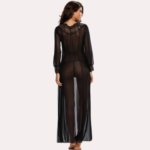 Romantic Sheer Elegance Black Nightgown - Image 5