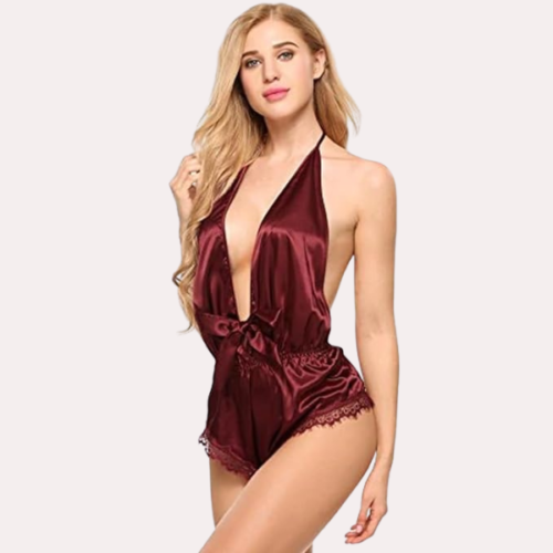Seductive Red Satin Lingerie - Image 2