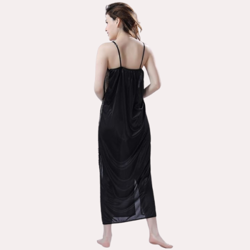 Elegant Lace Seductive Black Nightgown - Image 5