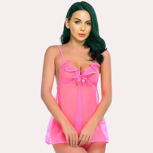 Sheer Lace Babydoll with Matching G-string - Image 4
