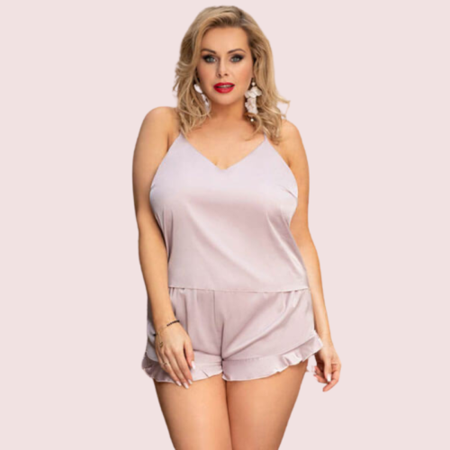 Comfortable Plus Size Cami Shorts Sleepwear Set - Image 2