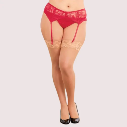 Sultry Red Lace Plus Size Suspender Garter Belt - Image 2