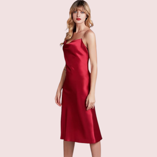Elegant Cowl Neck Silk Nightgown for Comfort - Image 5