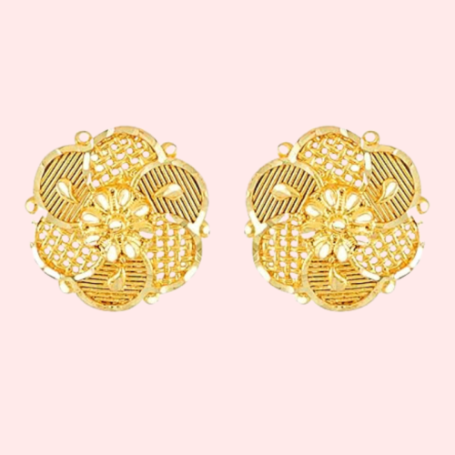 Pack of 2 Gold Finish Traditional Earrings Set for Women - Image 2