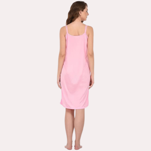 Stylish Knee-Length Pink Satin Nighty - Image 5