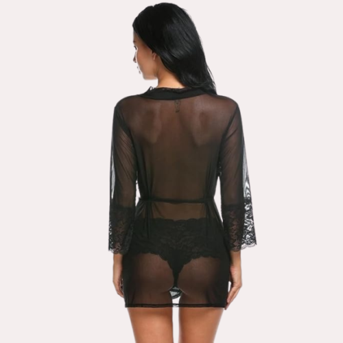 Sensual See-Through Robe in Black - Image 5