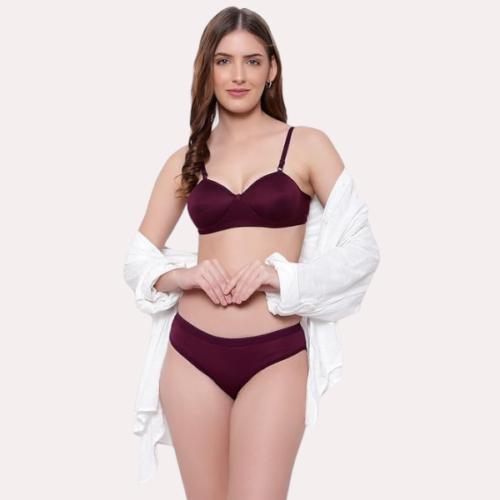 Padded Non-Wired Push-Up Bra Panty Set - Image 2