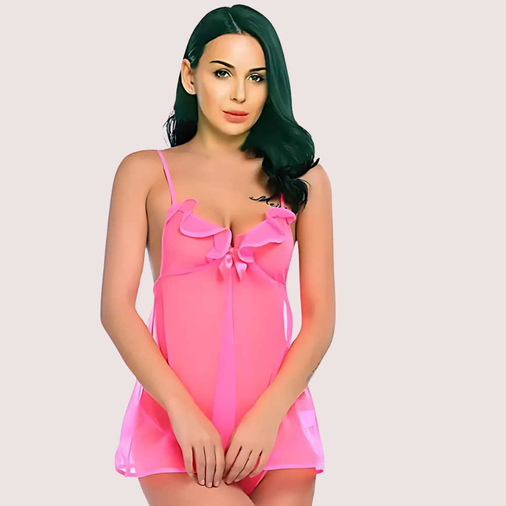 Sheer Lace Babydoll with Matching G-string 1 Sheer Lace Babydoll with Matching G-string