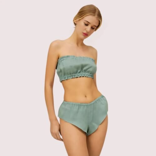 2-Pack Natural Flax Linen Ruffled Bandeau & Vintage Knickers Set - Image 2