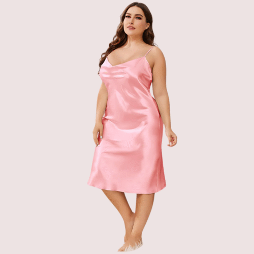 Solid Satin Slip Dress for 4XL 5XL Women - Image 2