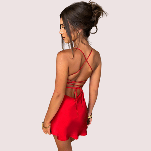 Satin Summer Dress with Open Back - Image 3