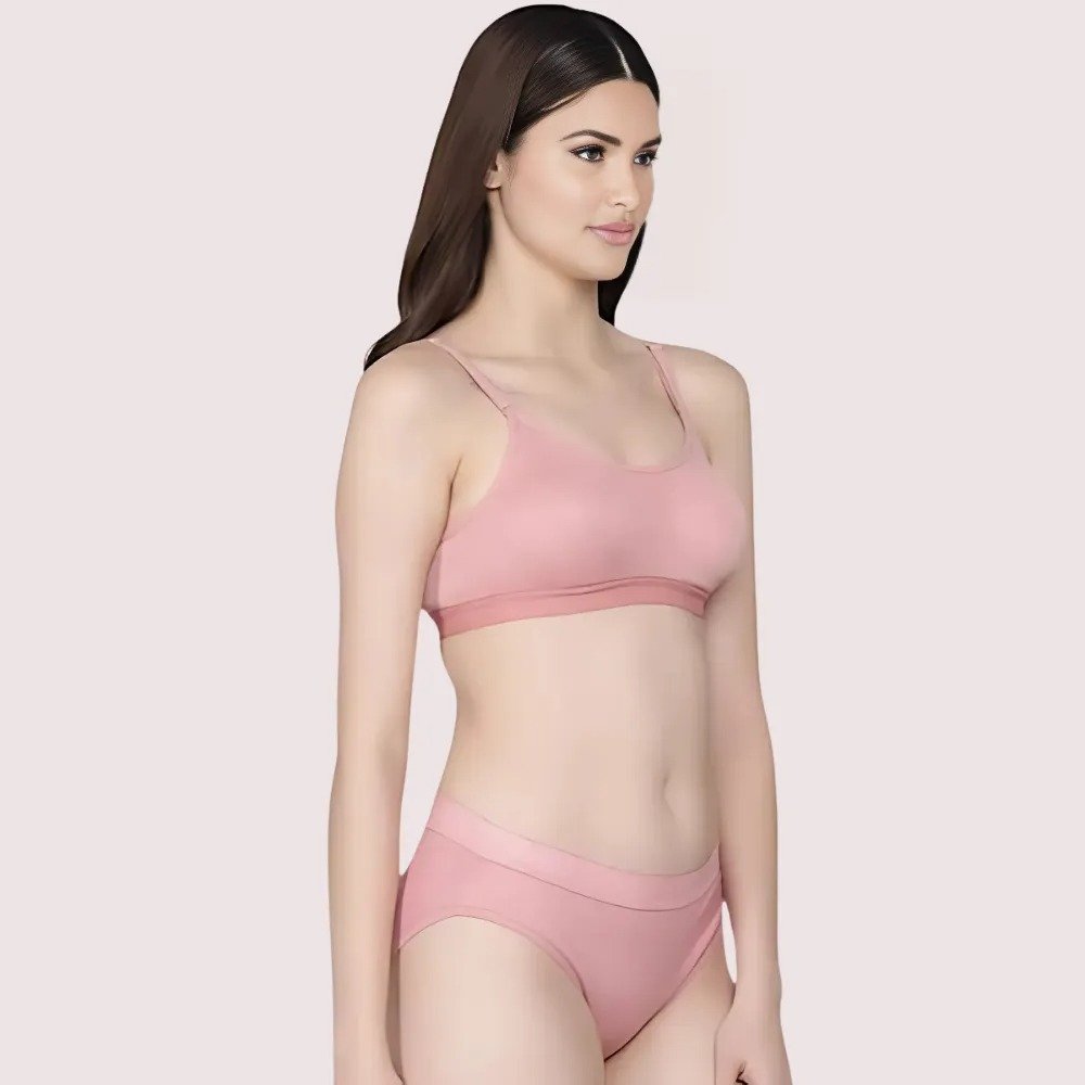 Wire-Free Women's Cotton Sports Bra Panty Set (2 pack) 2 Wire-Free Women's Cotton Sports Bra Panty Set (2 pack) - Image 2