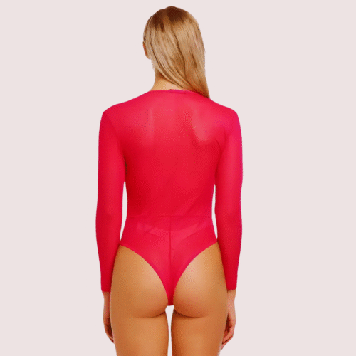 Sheer and Opaque Bodysuit for Women - Image 2