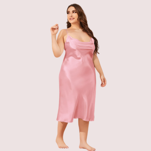Solid Satin Slip Dress for 4XL 5XL Women - Image 3