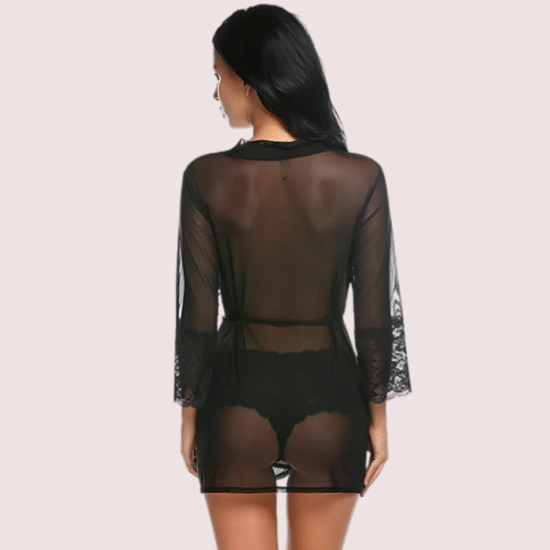 Sensual See-Through Robe in Black - Image 4
