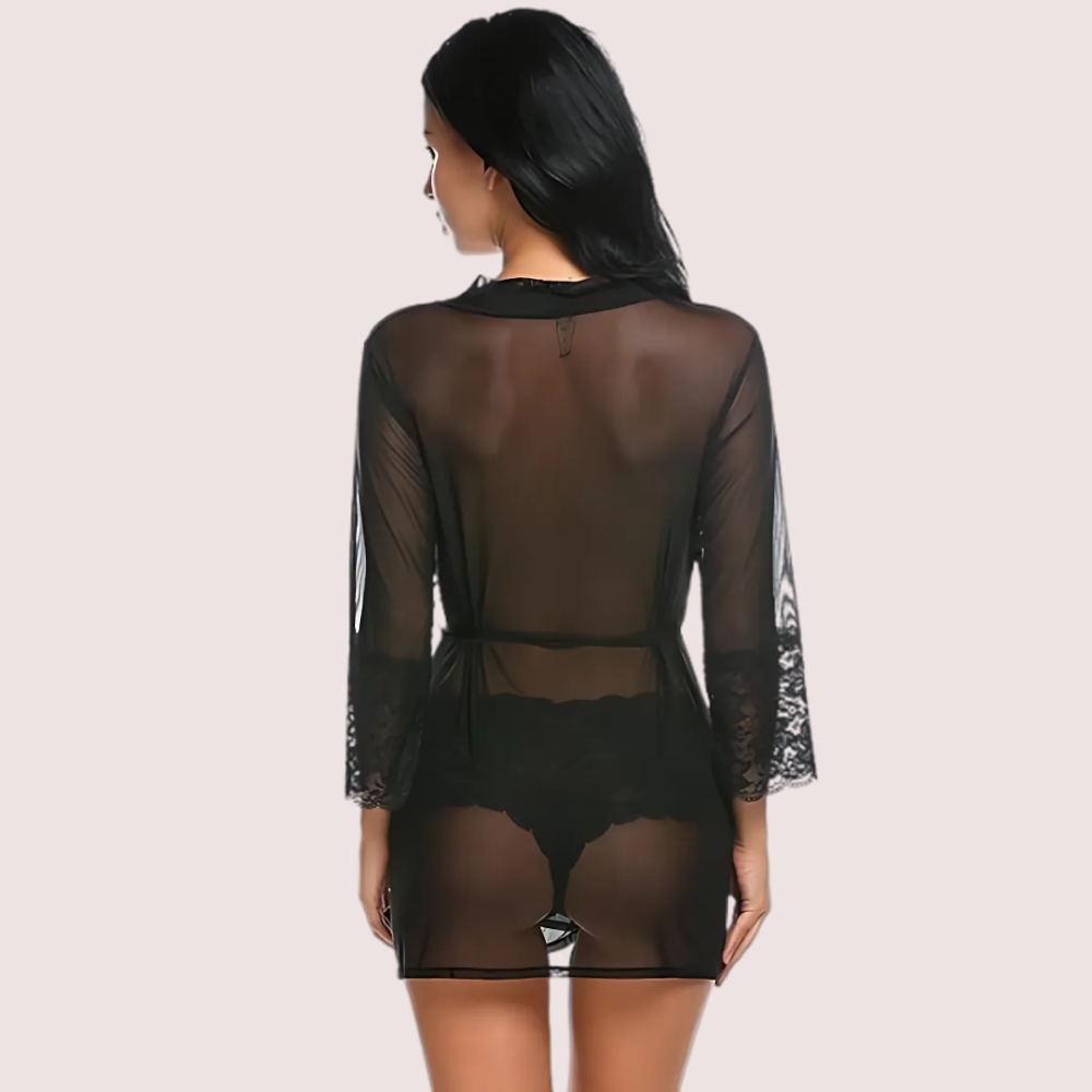 Sensual See-Through Robe in Black 4 Sensual See-Through Robe in Black - Image 4