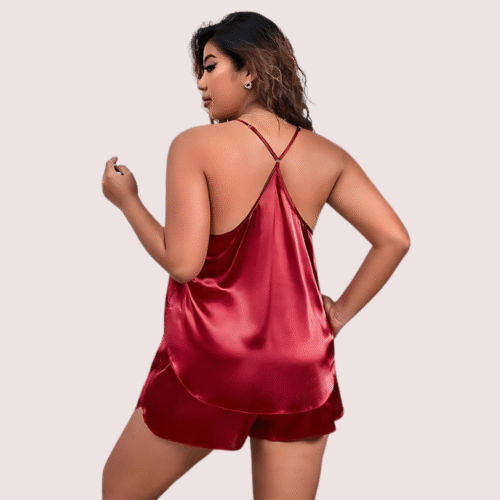 Plus Size Women's Silk Cami and Shorts Set - Image 3