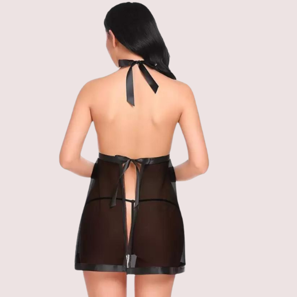 Flirty Sheer and Lace Chemise in Black 4 Flirty Sheer and Lace Chemise in Black - Image 4