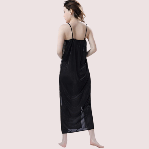 Elegant Lace Seductive Black Nightgown - Image 4