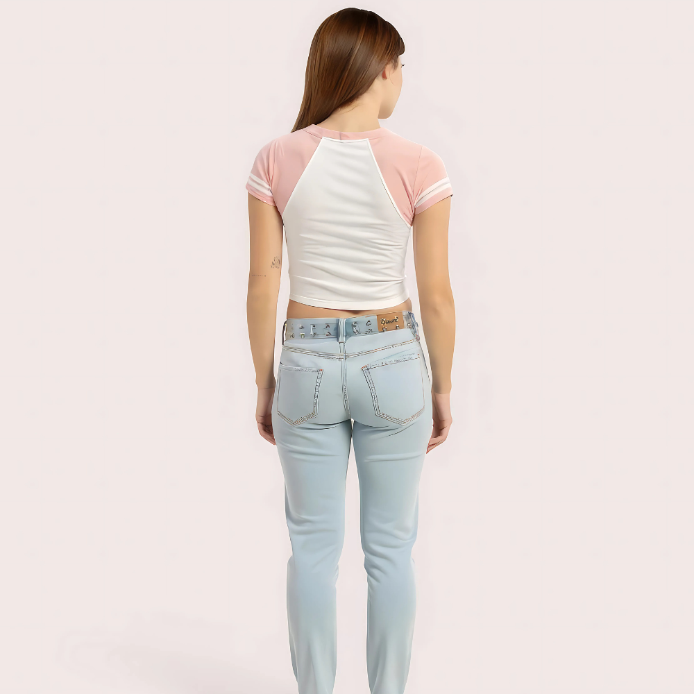 Women's Pink "Brooklyn 76" V-Neck Crop Top – Sporty Graphic Tee 2 Women's Pink "Brooklyn 76" V-Neck Crop Top – Sporty Graphic Tee - Image 2