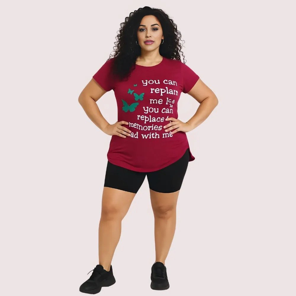 Butterfly Print Inspirational Graphic Tee - Pack of 2 1 Butterfly Print Inspirational Graphic Tee - Pack of 2