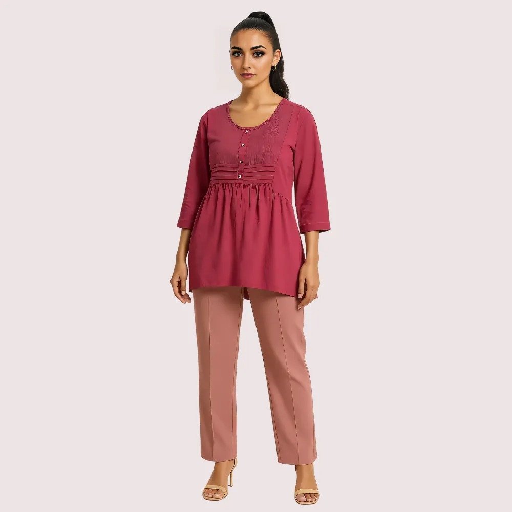 Rosewood Pintuck Pleated Cotton Top 1 Rosewood Pintuck Pleated Cotton Top