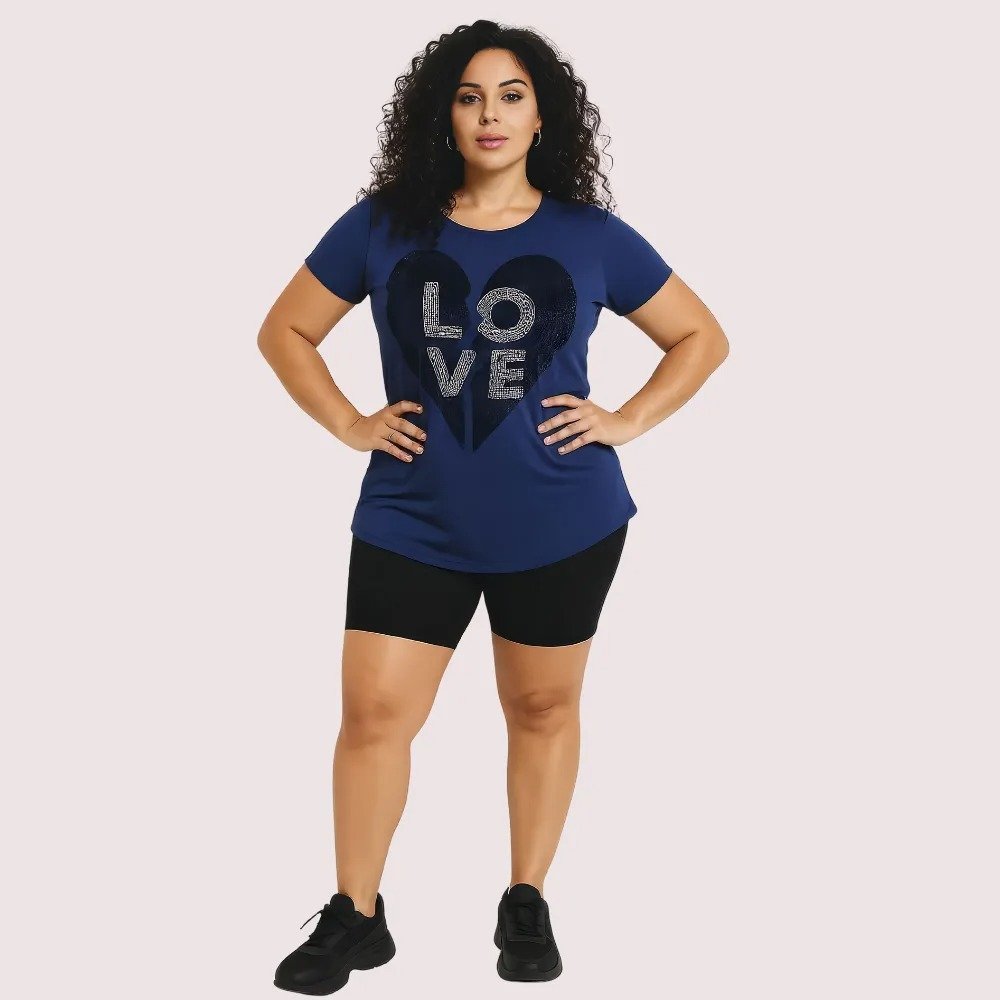 Navy Blue "LOVE" Graphic Casual Tee 1 Navy Blue "LOVE" Graphic Casual Tee