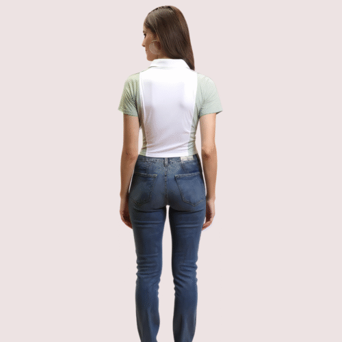 Women's Mint Green "Campus" Polo Crop Top – Casual Sporty Tee - Image 2