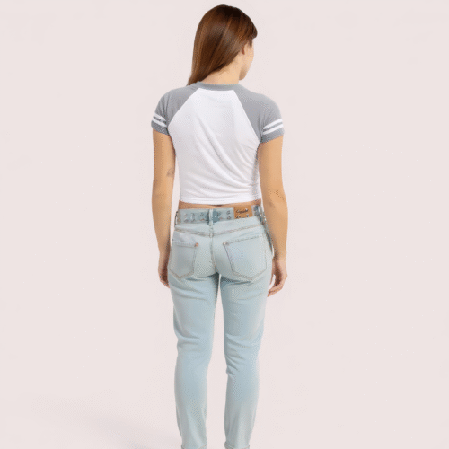Women's Brooklyn '76 Graphic Crop Top – Sporty V-Neck Tee - Image 2