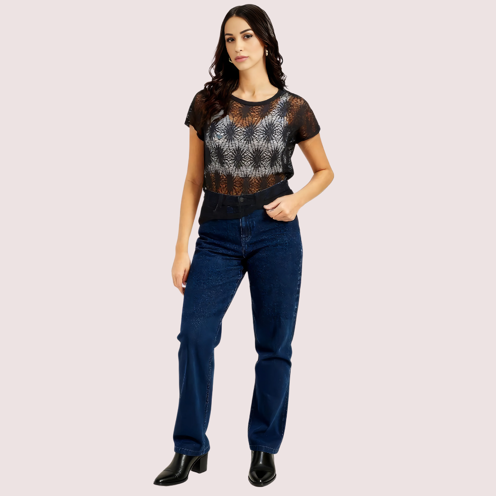 Stylish Black Sheer Floral Lace Top for Women 1 Stylish Black Sheer Floral Lace Top for Women