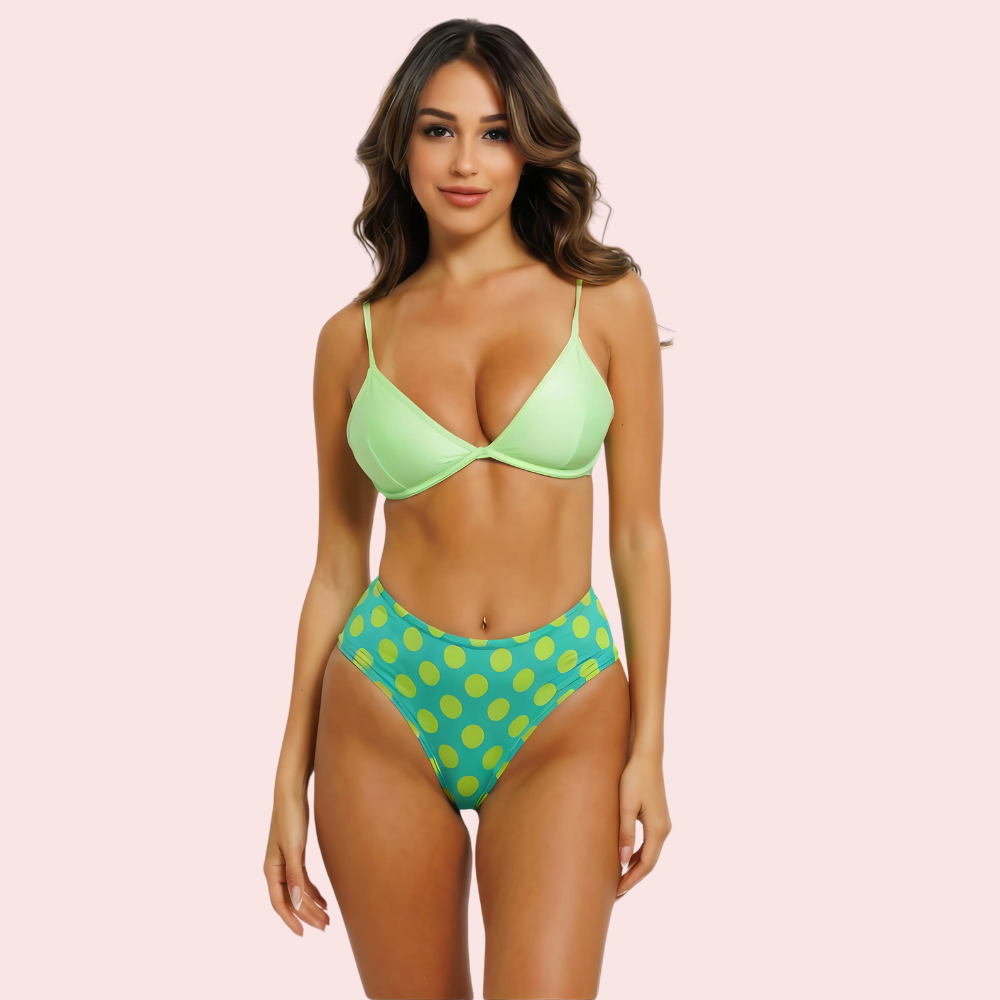 High-Waisted Polka Dot Bikini Bottom – Retro Green Vibes (Bottom Only) 1 High-Waisted Polka Dot Bikini Bottom – Retro Green Vibes (Bottom Only)