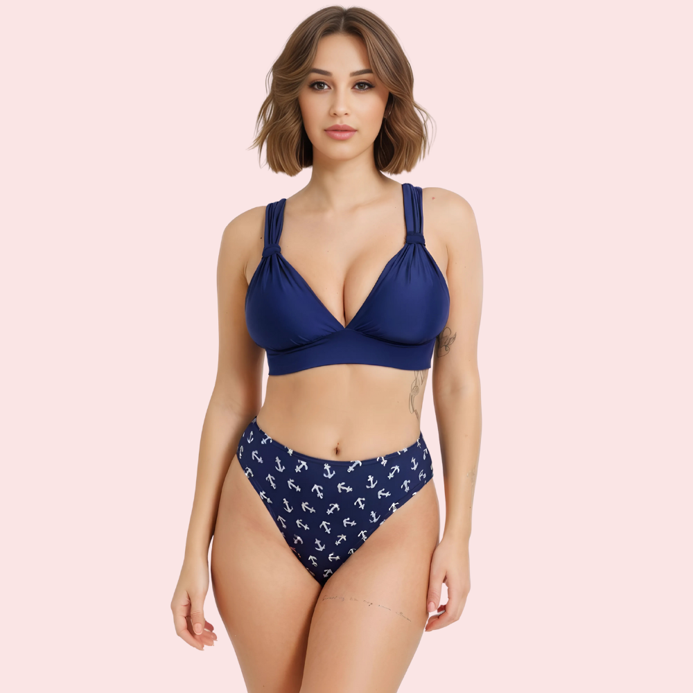 Nautical High-Waisted Anchor Print Bikini Bottom (Bottom Only) 1 Bikini Bottoms