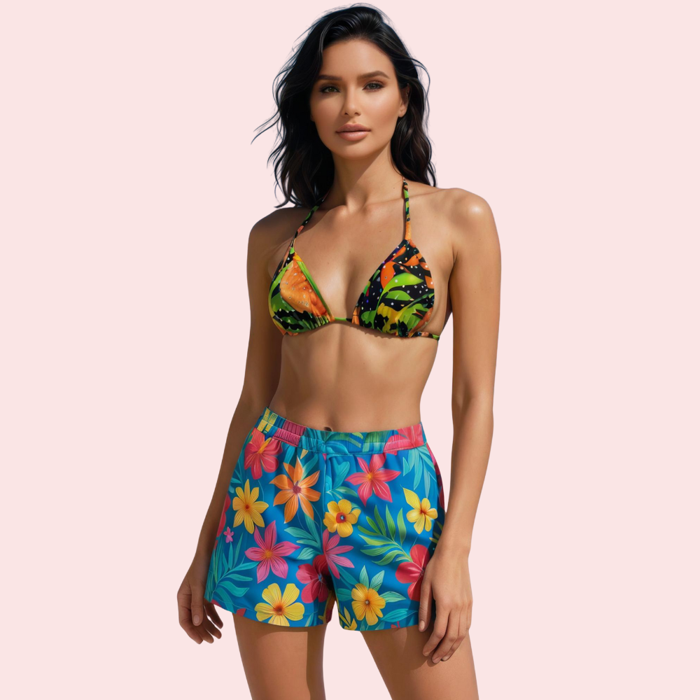 Rainforest Floral Print Triangle Bikini Topa (Top Only) 1 Rainforest Floral Print Triangle Bikini Topa (Top Only)