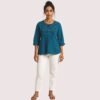 3sWSL30vE87Iijz5z3d8Olk7zHxwYKYJG2skOgtY Teal Pintuck Detail Cotton Tunic Top