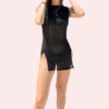 5sCHOQhvfzaojw9EFhD9MUWdNsVMqcZ8dwJyWXXW Sheer Black Mini Dress with Dual Open Slits
