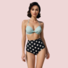 A511fbimx2yYdABUrD5BdA2XeWbDRNFtwrxTNyym Retro Halter Neck & Bow-Front Sweetheart Bikini Topa in Mint (Top Only)