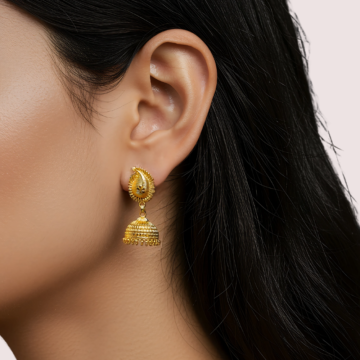Classic Gold Leaf Jhumka Earrings