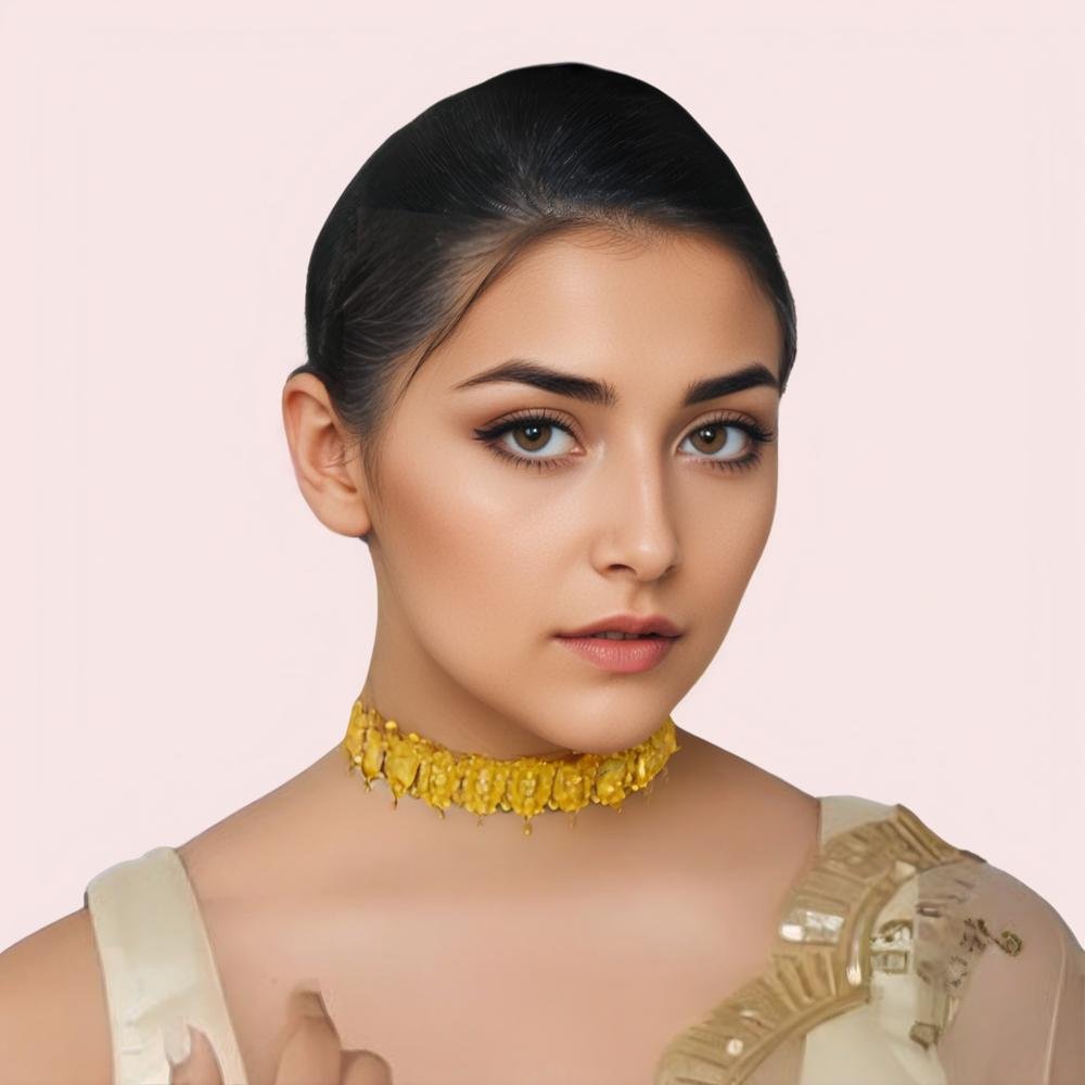 Golden Petal Embossed Festive Jewells>Choker necklace